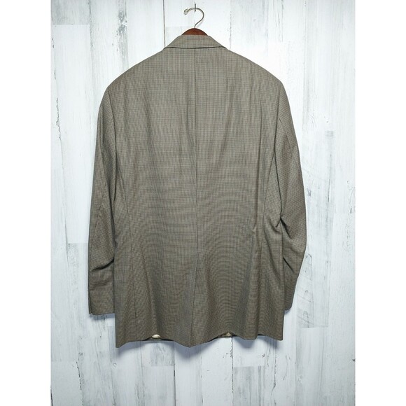 Nautica 42L USA Tan Navy Houndstooth Stripe Wool Soft Tweed 2 Button Blazer - Picture 6 of 8